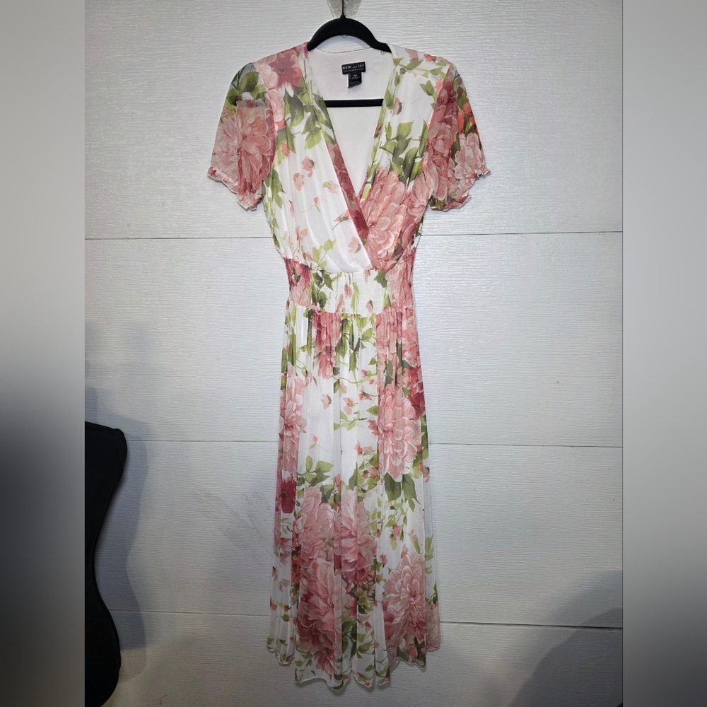 Floral Wrap Maxi Dress in Pink & Green - Lightweight Summer Style